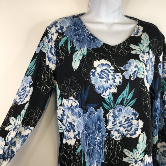 Chico’s Floral Top Long Sleeves Tee Size 1 - Picture 4 of 8